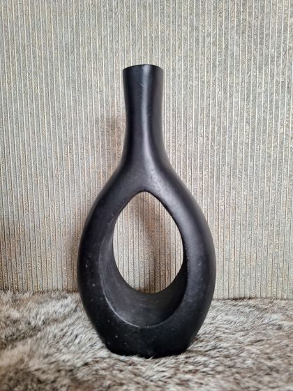 Decoratie vaasje zwart "oval" L 10x4x20